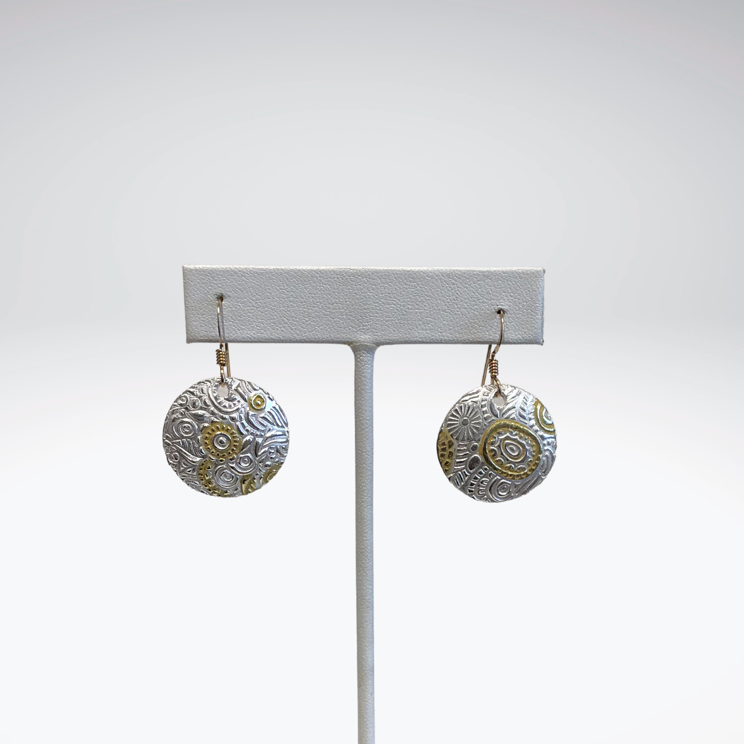 Small Fine Silver and 22K Gold Earrings